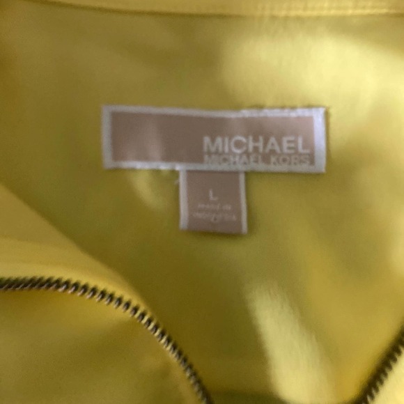 MICHAEL MICHAEL KORS Women's Yellow Full Zip Long Sleeve Collared Blouse | L - Picture 4 of 9